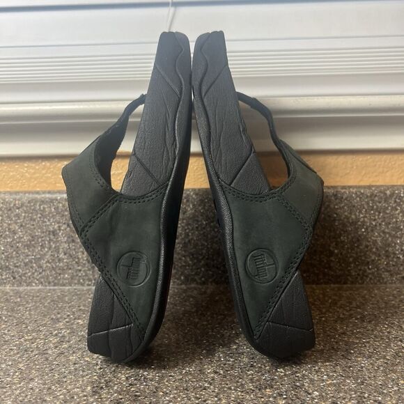 FitFlop Black/Green Thong Sandals Women's Size 6 Slip On Comfort Casual Platform - Picture 4 of 10